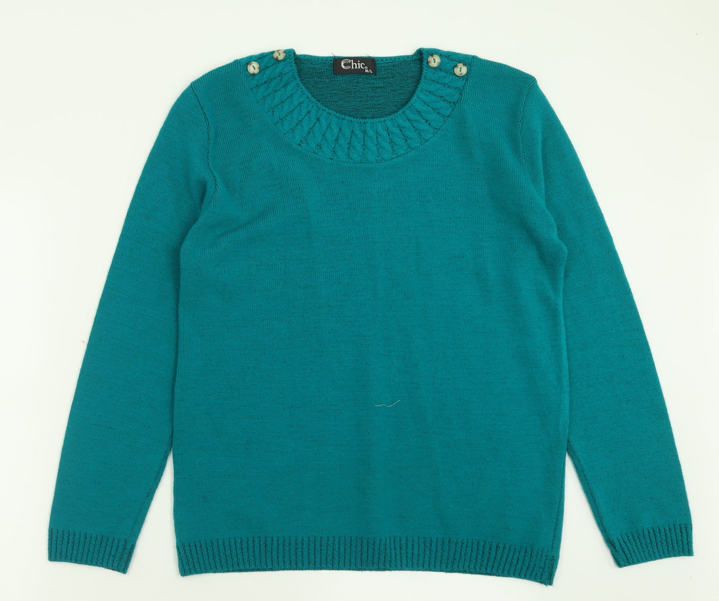 Womens UK Size M CHIC Green Pullover Jumper