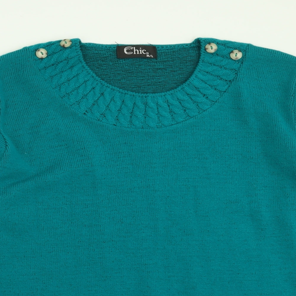 Womens UK Size M CHIC Green Pullover Jumper