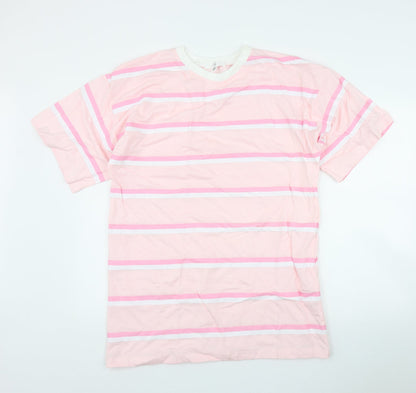Missguided Womens Pink Striped Polyester T-Shirt Dress  Size 6  Round Neck Pullover