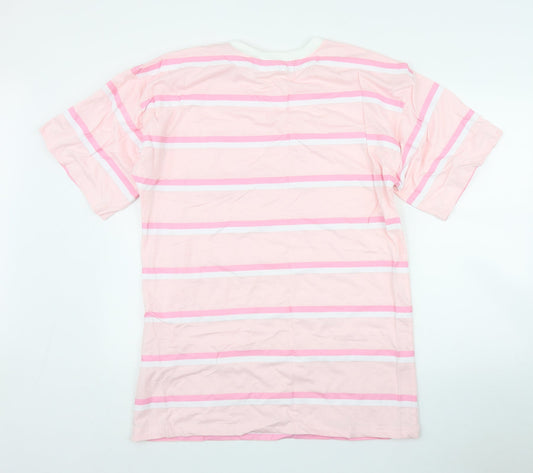 Missguided Womens Pink Striped Polyester T-Shirt Dress  Size 6  Round Neck Pullover