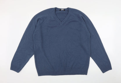 Southbay Mens Blue V-Neck  Acrylic Pullover Jumper Size M