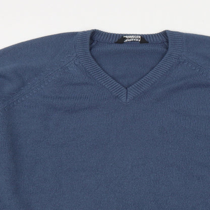 Southbay Mens Blue V-Neck  Acrylic Pullover Jumper Size M