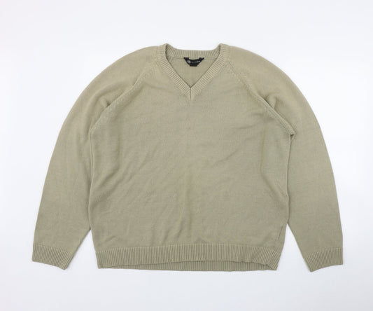 South Bay Mens Beige V-Neck  Acrylic Pullover Jumper Size M