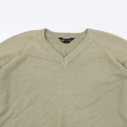 South Bay Mens Beige V-Neck  Acrylic Pullover Jumper Size M