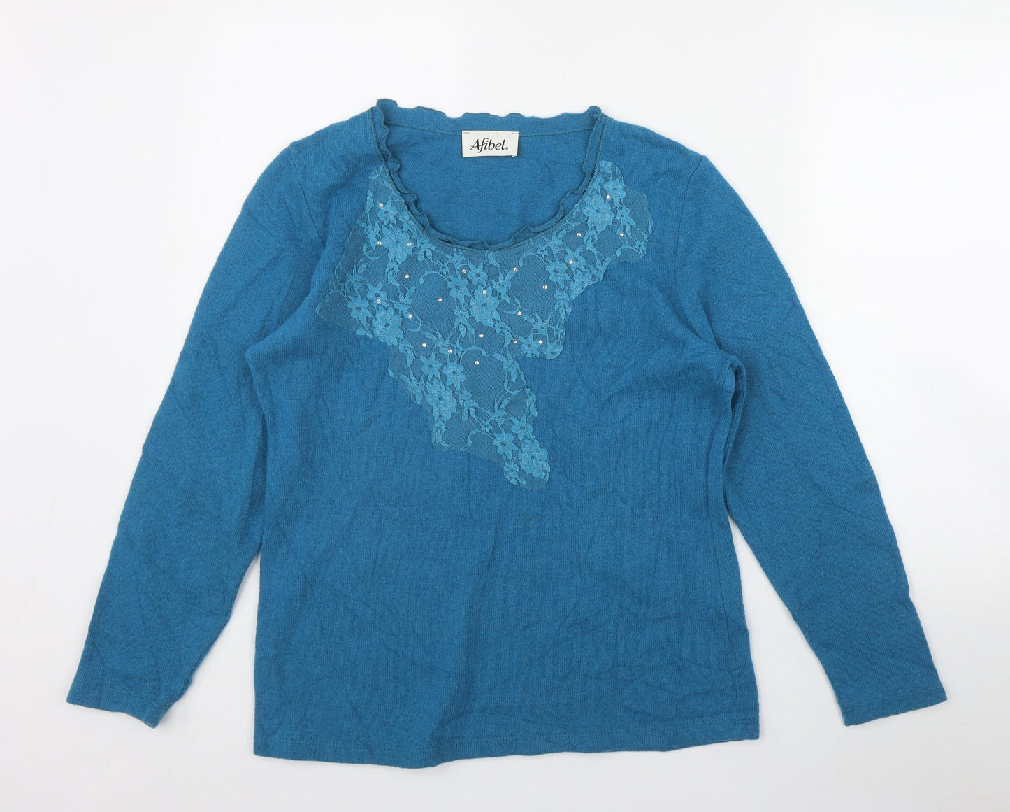 Aribel Womens Blue Scoop Neck  Acrylic Pullover Jumper Size 10