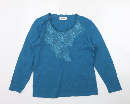 Aribel Womens Blue Scoop Neck  Acrylic Pullover Jumper Size 10