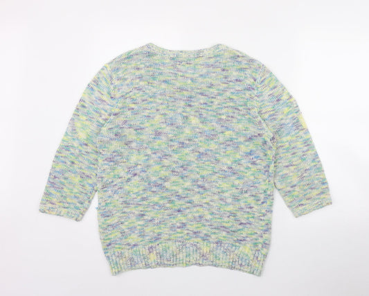 Damart Womens Multicoloured V-Neck  Cotton Pullover Jumper Size L