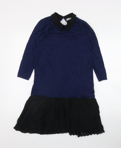 ASOS Womens Blue  Cotton Jumper Dress  Size 6  Collared Button