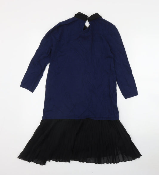 ASOS Womens Blue  Cotton Jumper Dress  Size 6  Collared Button