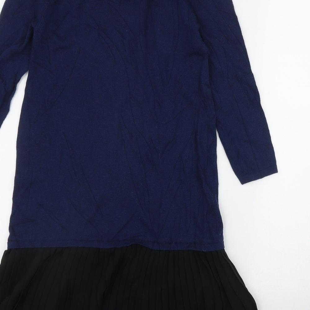 ASOS Womens Blue  Cotton Jumper Dress  Size 6  Collared Button