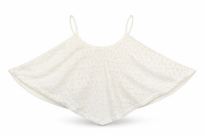Front view of New Look women’s ivory floral polyester cropped blouse, size UK 8, off the shoulder
