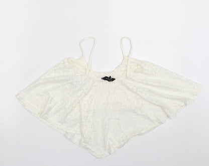 Womens UK Size 8 New Look Ivory Cropped Blouse