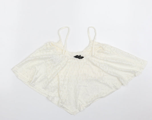 Womens UK Size 8 New Look Ivory Cropped Blouse
