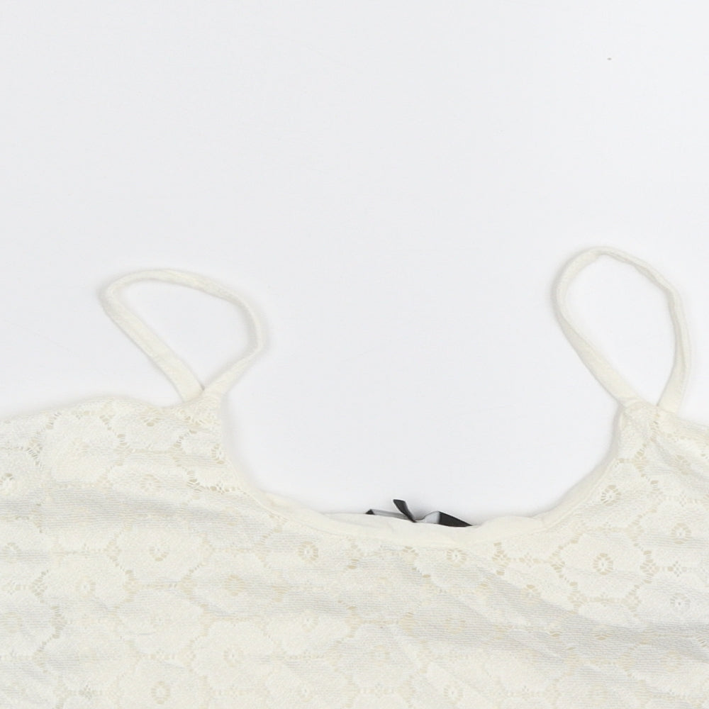 Womens UK Size 8 New Look Ivory Cropped Blouse