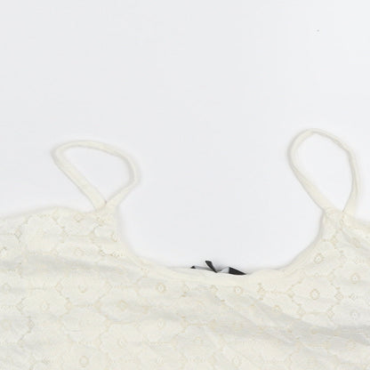 Womens UK Size 8 New Look Ivory Cropped Blouse