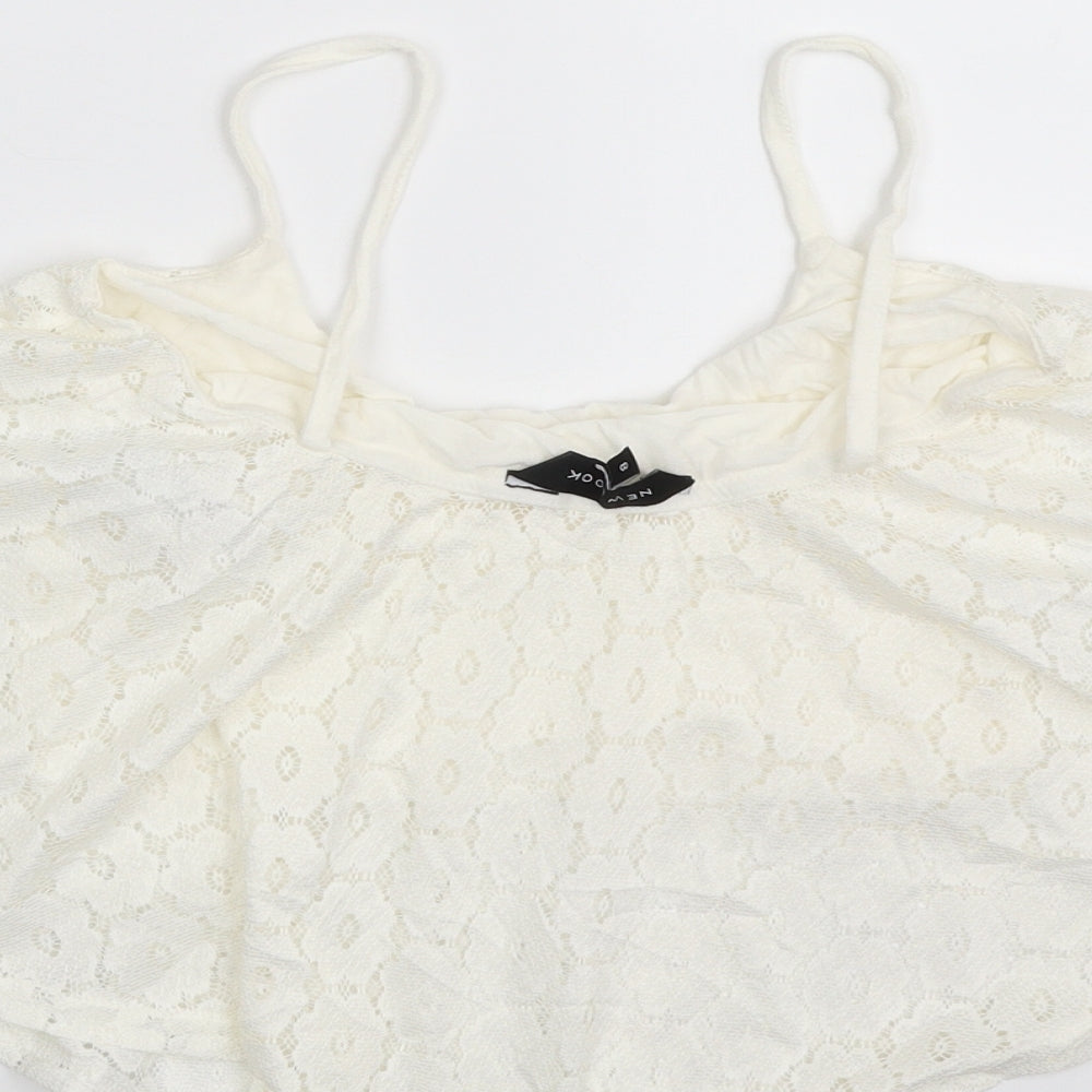 Womens UK Size 8 New Look Ivory Cropped Blouse