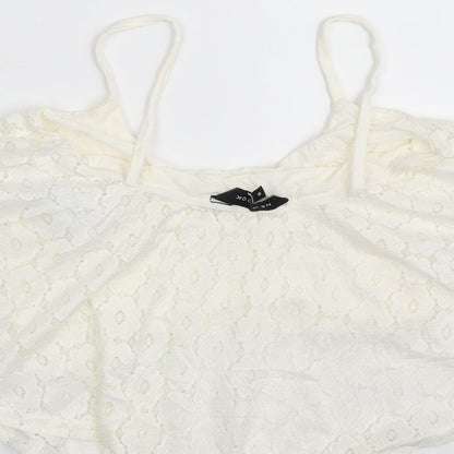 Womens UK Size 8 New Look Ivory Cropped Blouse