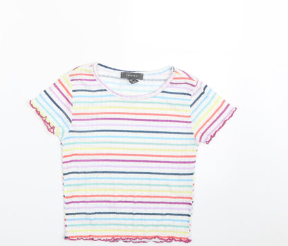 Primark Womens Multicoloured Striped Polyester Pullover Sweatshirt Size 8  Pullover