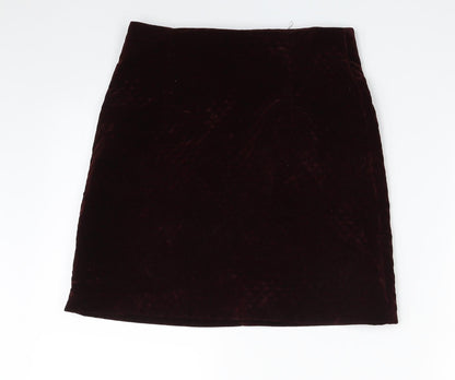 New Look Womens Purple Argyle/Diamond Polyester A-Line Skirt Size 6   Zip