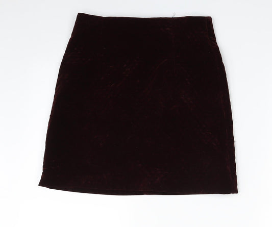 New Look Womens Purple Argyle/Diamond Polyester A-Line Skirt Size 6   Zip