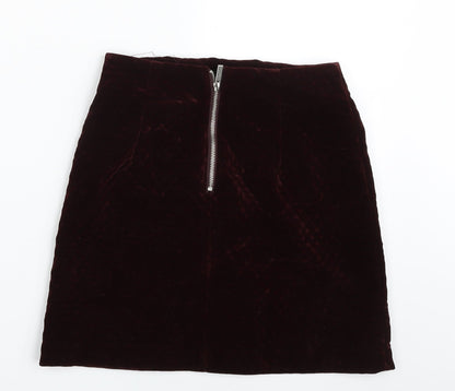 New Look Womens Purple Argyle/Diamond Polyester A-Line Skirt Size 6   Zip