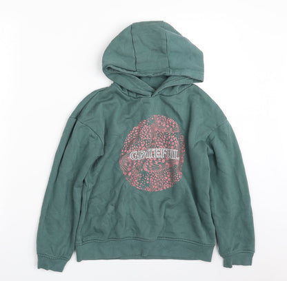 Primark Girls Green  Cotton Pullover Hoodie Size 9-10 Years  Pullover - Grateful