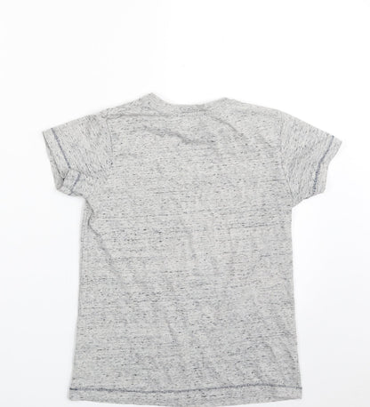 Matalan Boys Grey  Cotton Pullover T-Shirt Size 8 Years Crew Neck Pullover - Good Vibes
