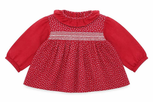 Boots Girls Red Floral 100% Cotton A-Line  Size 3-6 Months  Collared Button