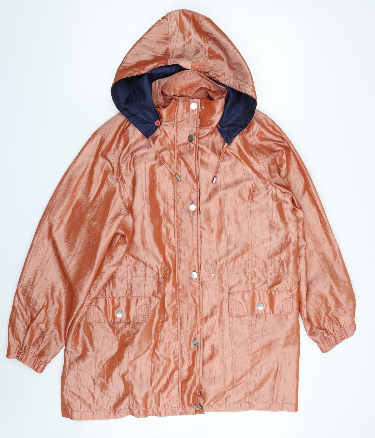 Additional front view of J B C Collection women’s orange jacket, size UK 18, zip