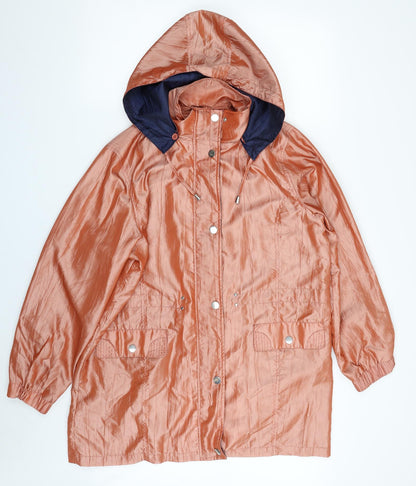 Additional front view of J B C Collection women’s orange jacket, size UK 18, zip