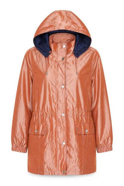 Front view of J B C Collection women’s orange jacket, size UK 18, zip