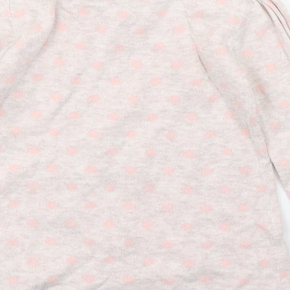TU Girls Pink Polka Dot 100% Cotton Jumper Dress  Size 6-9 Months  Round Neck Pullover - Hedgehog