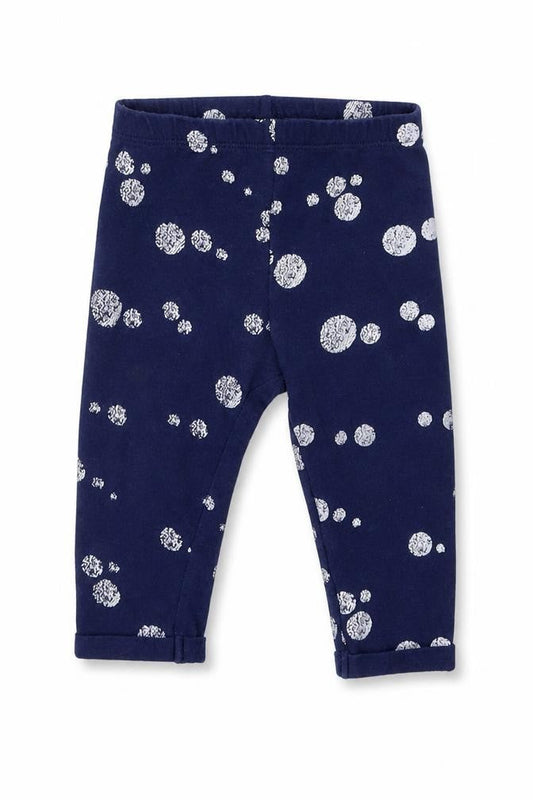 M&Co. Girls Blue Polka Dot Cotton Jogger Leggings Size 3-6 Months