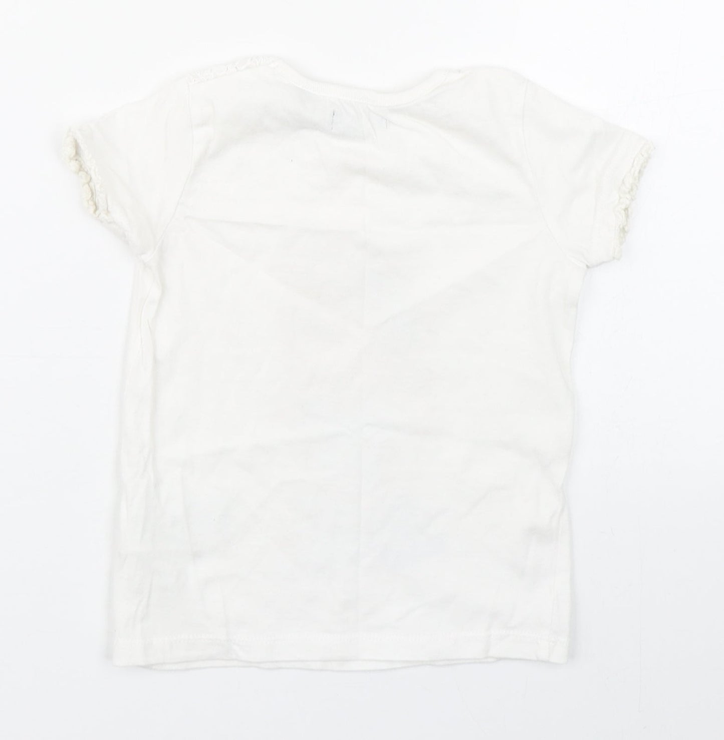 Blue Seven Girls White  100% Cotton Basic T-Shirt Size 2 Years Round Neck Pullover