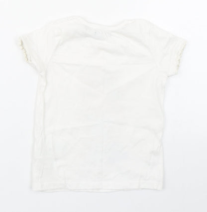 Blue Seven Girls White  100% Cotton Basic T-Shirt Size 2 Years Round Neck Pullover