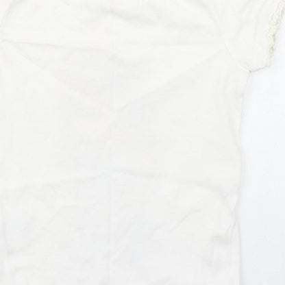 Blue Seven Girls White  100% Cotton Basic T-Shirt Size 2 Years Round Neck Pullover