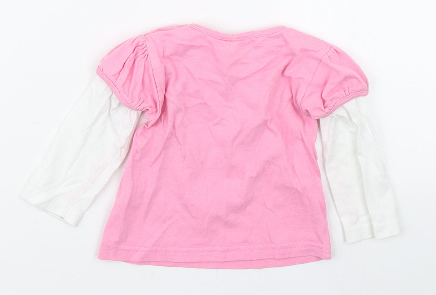 Blue Zoo Girls Pink  100% Cotton Basic T-Shirt Size 9-12 Months Round Neck Pullover - Mummy's Little Angel