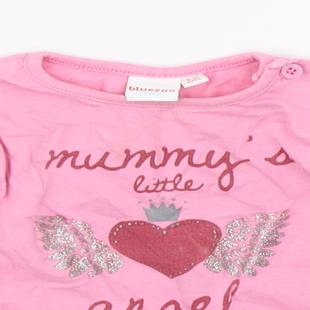 Blue Zoo Girls Pink  100% Cotton Basic T-Shirt Size 9-12 Months Round Neck Pullover - Mummy's Little Angel
