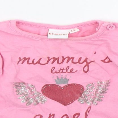 Blue Zoo Girls Pink  100% Cotton Basic T-Shirt Size 9-12 Months Round Neck Pullover - Mummy's Little Angel