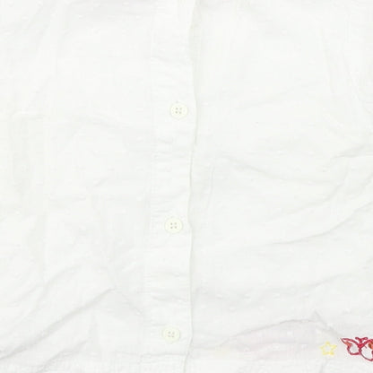 Debenhams Girls White  100% Cotton Basic Blouse Size 9-12 Months Round Neck Button