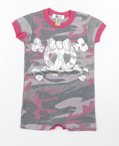 Treasure Island Girls Multicoloured Camouflage Cotton Babygrow One-Piece Size 18 Months  Button - Skull
