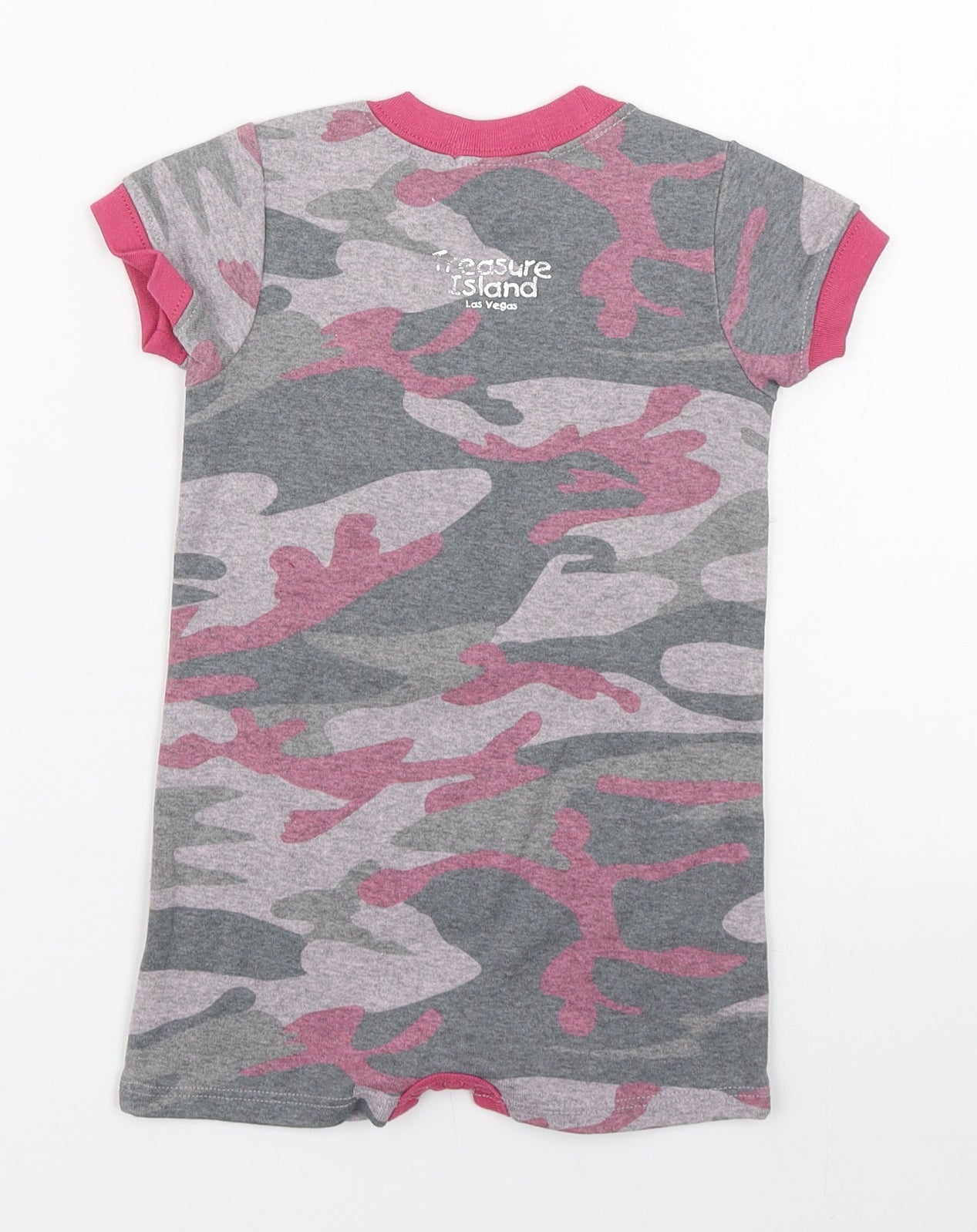 Treasure Island Girls Multicoloured Camouflage Cotton Babygrow One-Piece Size 18 Months  Button - Skull