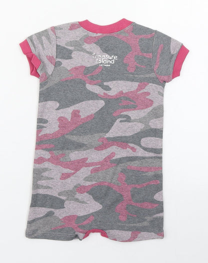 Treasure Island Girls Multicoloured Camouflage Cotton Babygrow One-Piece Size 18 Months  Button - Skull