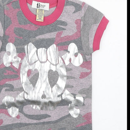 Treasure Island Girls Multicoloured Camouflage Cotton Babygrow One-Piece Size 18 Months  Button - Skull