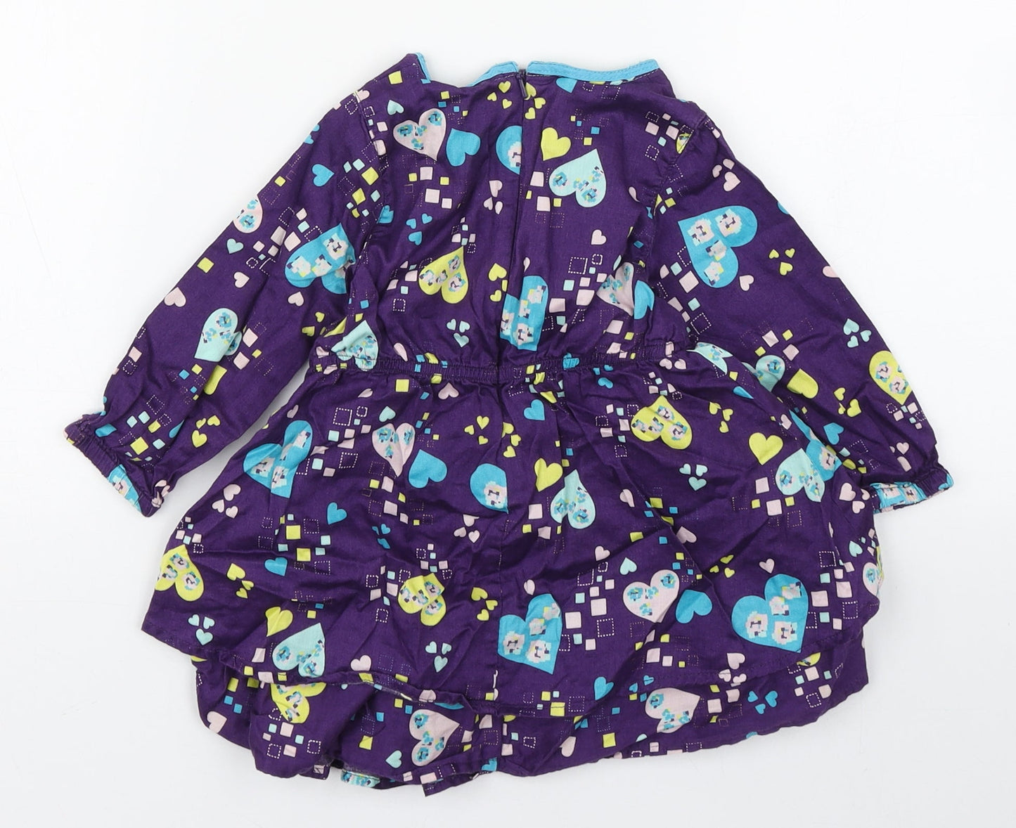 name it Girls Multicoloured Geometric 100% Cotton Skater Dress  Size 9-12 Months  Round Neck Pullover
