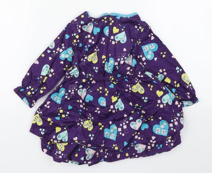name it Girls Multicoloured Geometric 100% Cotton Skater Dress  Size 9-12 Months  Round Neck Pullover