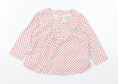 Gap Girls White Polka Dot 100% Cotton Basic T-Shirt Size 6-9 Months Scoop Neck Button