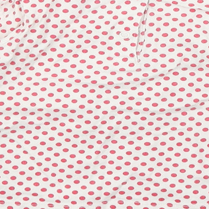 Gap Girls White Polka Dot 100% Cotton Basic T-Shirt Size 6-9 Months Scoop Neck Button