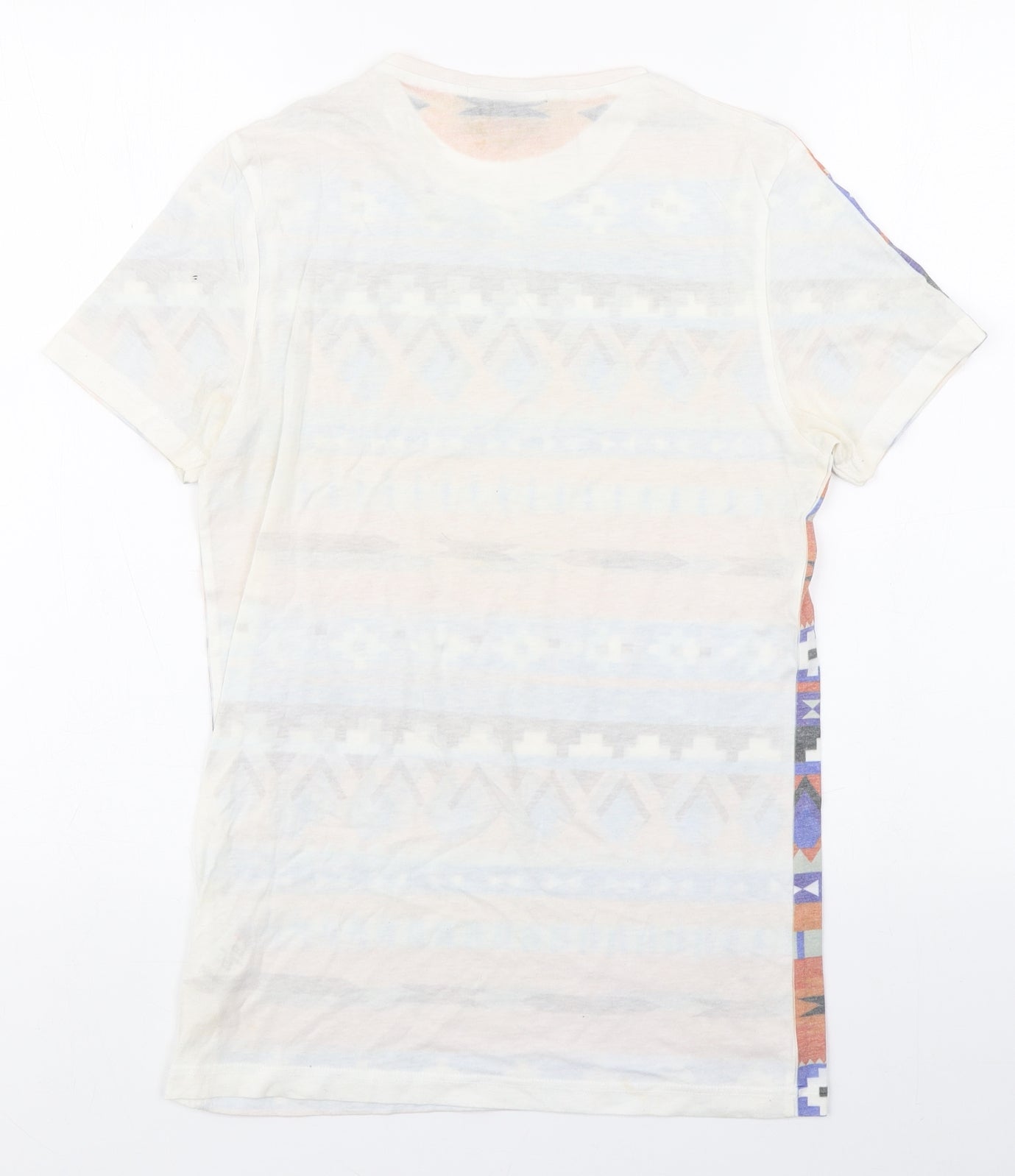 Topman Mens Multicoloured Fair Isle Cotton  T-Shirt Size XS Round Neck