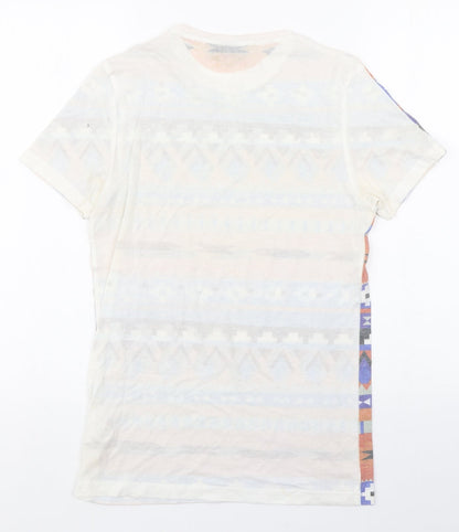 Topman Mens Multicoloured Fair Isle Cotton  T-Shirt Size XS Round Neck